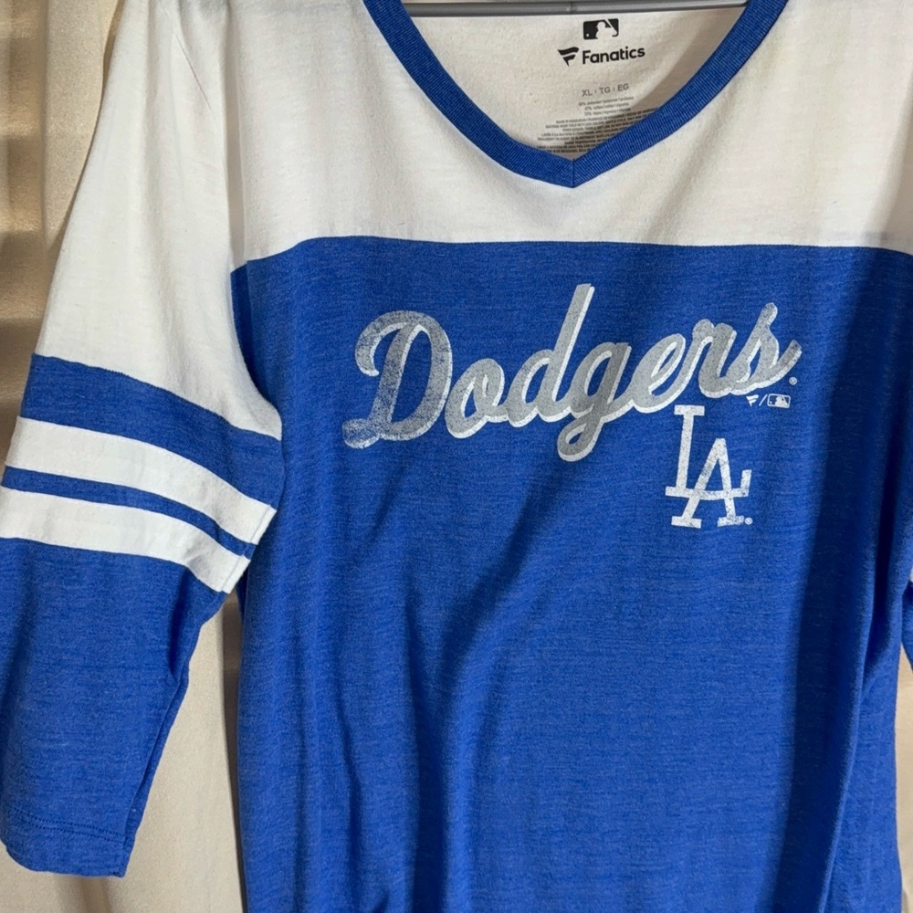 Fanatics Blue and White Dodgers Shirt XL